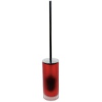 Toilet Brush, Gedy TI33-06, Red Toilet Brush Holder in Glass and Polished Chrome Steel